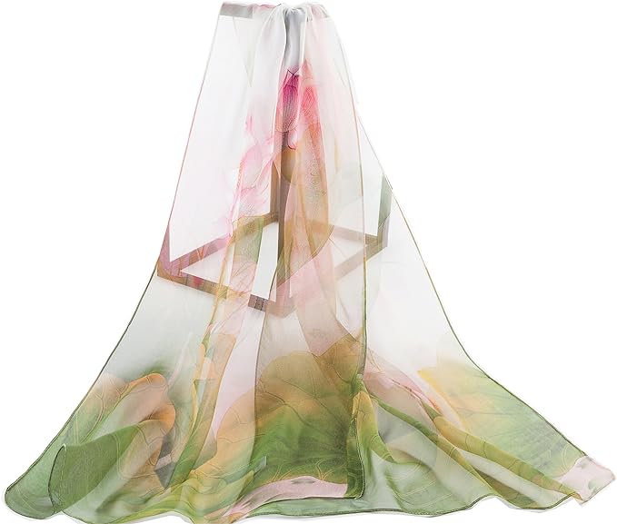 Elegance in Every Drift: Review of the Lotus Flower Silk Chiffon Scarf Collection