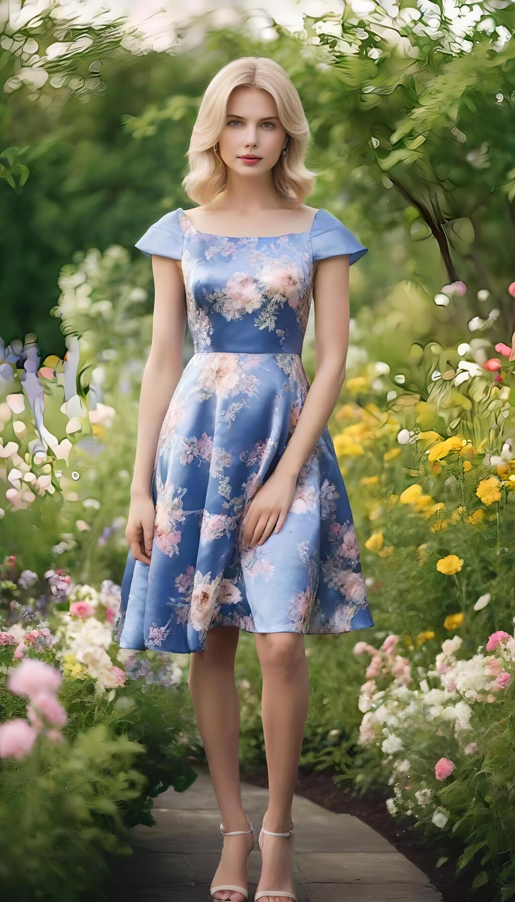 Floral Satin Gown main image 0